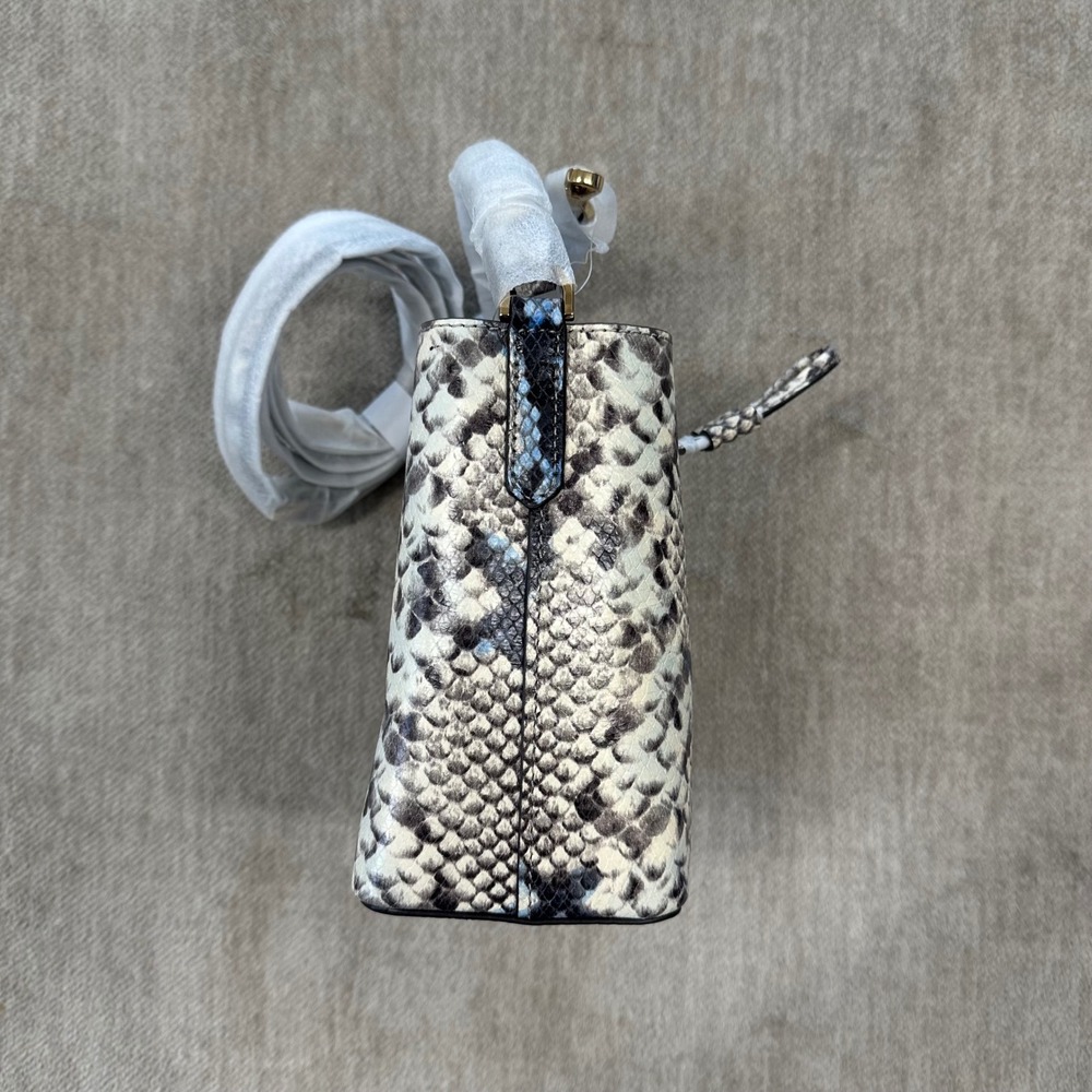 Michael Kors Snakeskin Embossed Bucket Bag and Wristlet Set Blue - Picture 5 of 14